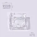 Clear square glass nail liquid cup model BZ-04, 5.2cm width, with round inner groove - Square Crystal Cup