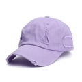 Distressed lavender cotton baseball cap with vintage frayed holes and worn-out details - Adjustable / Purple
