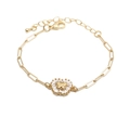 Gold Cuban link chain bracelet with micro-paved zircon butterfly pendant and adjustable clasp - Gold Butterfly