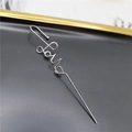 Silver love-shaped ear hook cuff with minimalist zircon wire design and cursive lettering - LOVE Style Silver