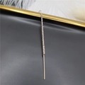 Elegant gold-plated climber earrings with minimalist zircon inlay and linear design - Single Row Rhinestone Gold