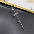 Silver long zircon ear crawler with sparkling crystal stones on premium black background - Zircon Style Silver