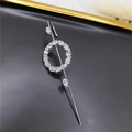 Silver crawler earring with sparkling white cubic zirconia in a geometric design - Round Full Rhinestone Silver