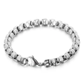 Elegante bracciale a catena in acciaio inossidabile argento da 7mm con chiusura a moschettone - Bracciale Singolo / Argento