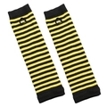 Gothic black and yellow striped knit fingerless gloves with thumb hole for streetwear - Yellow and Black Stripes