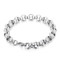 Robustes silbernes Titanstahl-Armband mit strukturierten Gliedern und Karabinerverschluss - Silbernes Armband (KB80793-Z)