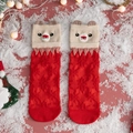 Calze natalizie rosse con musetto di animale 3D e texture a fiocchi di neve in rilievo - Taglia unica / Standard / Orso Cachi Fiocco di Neve