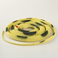 Realistic soft rubber toy snake in yellow with black stripes and red forked tongue - Yellow