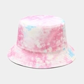Close-up of tie-dye bucket hat showing cotton twill fabric and reinforced stitching - M (56-58cm) / Pink Blue White Tie-dye (5#)