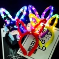 Plush LED bunny ear headbands in multiple colors with glowing festive lights - 10 LEDs Plush Bunny Ears (Mixed Colors)