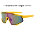 Sport-Fahrrad-Sonnenbrille mit gelbem Rahmen und lila verspiegelten Gläsern für Outdoor - Gelber Rahmen / Lila Verspiegelte Linse