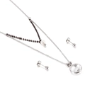 Double-layered stainless steel necklace with faceted crystal pendant and pearl bead set - Transparent Style(KS136444-Z)
