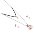 Silver jewelry set featuring double-layer necklace with champagne crystal and bead earrings - Champagne Style(KS136454-Z)