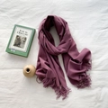Weicher lila Kaschmir-Imitat-Schal mit Fransen, minimalistische einfarbige Winter-Pashmina - Lila