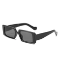 Klassische Retro Quadratische Sonnenbrille in glänzendem Schwarz mit grauen Gläsern - Schwarzer Rahmen Graue Gläser