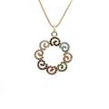 Goldene Halskette mit geometrischem Spiralanhänger und bunten Zirkon-Edelsteinen - Goldene Box-Kette