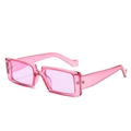 Retro Y2K quadratische Sonnenbrille für Damen in transparentem Rosa-Finish - Violetter Rahmen / Violette Gläser