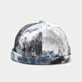 Detail van de fluwelen docker cap met blauw en grijs tie-dye patroon zonder rand - M (56-58cm) / Blauw Zwart Wit Tie-dye (1#色)