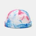 Detailopname van de tie-dye docker muts met rood-blauwe patronen van katoenen canvas - M (56-58cm) / Rood Blauw Wit Tie-dye (3#色)