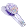 Dettaglio del motivo a coniglio e perle colorate nel manico della spazzola capelli - Coniglio Viola