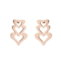 Boucles d'oreilles cœur en or rose avec triple design géométrique ajouré chic - Or Rose
