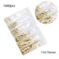 Flatback gold glass rhinestones in sealed 1440pcs pack with macro detail magnification - Metal Sunshine