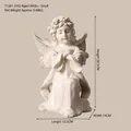 Nordic distressed white small angel sculpture in resin with matte stone texture - Distressed White Style B