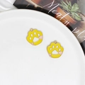 DIY alloy cat paw charms in yellow and pink enamel with golden hanging loops, 2 pieces - 20*21mm / Yellow and Pink Cat Paw