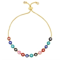 Böhmisches verstellbares Goldarmband mit bunten Emaille-Augenperlen für Damen - Mehrfarbiges Böser Blick Verstellbares Armband