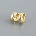 Macro shot of minimalist gold round hoop earrings with polished smooth metal texture - 925 Silver / Gold