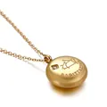 Gold stainless steel Sagittarius zodiac disc necklace with a small sparkling zircon stone - Sagittarius(KN89787-KFC)