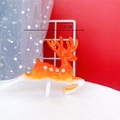 Orange and white gradient reindeer cake topper decoration, 7.2cm felt holiday ornament - Orange White Gradient Sika Deer Style / Standard Spec