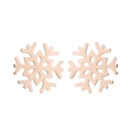 Macro detail of rose gold snowflake earrings featuring a polished stainless steel finish - Rose Gold