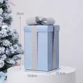 Pequeña caja de regalo azul brillante con cinta plateada para adorno navideño - 30x15.5x15.5cm / Tamaño Pequeño Purpurina (Azul)