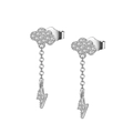Süße S925 Silber Wolken- und Blitz-Ohrstecker mit Zirkonia-Steinen für Frauen - Silber