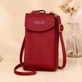 Borsa a tracolla verticale rosso scuro per cellulare con stampa Forever Young - Borgogna