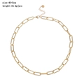 Detailed view of golden stainless steel paperclip chain necklace with size and weight info - Gold YN650-G