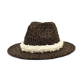 Gros plan sur un chapeau en laine léopard avec détail élégant de bande de perles multicouche - M(56-58cm) / Vert Militaire