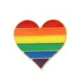 Broche de esmalte con forma de corazón arcoíris y borde de metal dorado pulido - Corazón