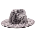 Dettaglio della tesa piatta e del motivo a serpente su un cappello Fedora jazz - M (56-58cm) / Bianco
