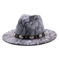 Chapeau fedora en feutre bleu-gris avec motif serpent et ruban clouté - Bleu