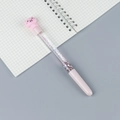 Pink liquid glitter pen featuring a cute pig character and 100% Girl text print - Squinting Pig