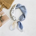 Chic 70cm silk scarf with light blue herringbone and black crescent moon pattern - 70cm / 10 Moon Serrated Blue