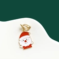 Detail of Christmas Santa Claus clip-on earring with red and white enamel on green base - No.14 Santa Claus Clip-on Earring (Single)