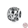 925 sterling silver hollow floral bead charm with letter V for DIY charm bracelet - 925 Silver / Letter V