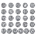 925 sterling silver A-Z alphabet charms set with forest pattern hollow design - 925 Silver / Full Set (26 Letters)