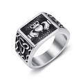 Vintage Irish Claddagh ring in stainless steel with Celtic knot engraving for women - US 7 / Steel