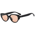 Cat eye sunglasses with black frame, orange lenses and silver rivets detail - Shiny Black Frame Light Tea Lens (C05)