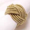 Elegant gold woven knot napkin ring handcrafted with metallic cord for table decor - Gold