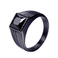 Minimalist square black gemstone signet ring for men in durable black titanium steel - US 7 / Black With Black Zirconia